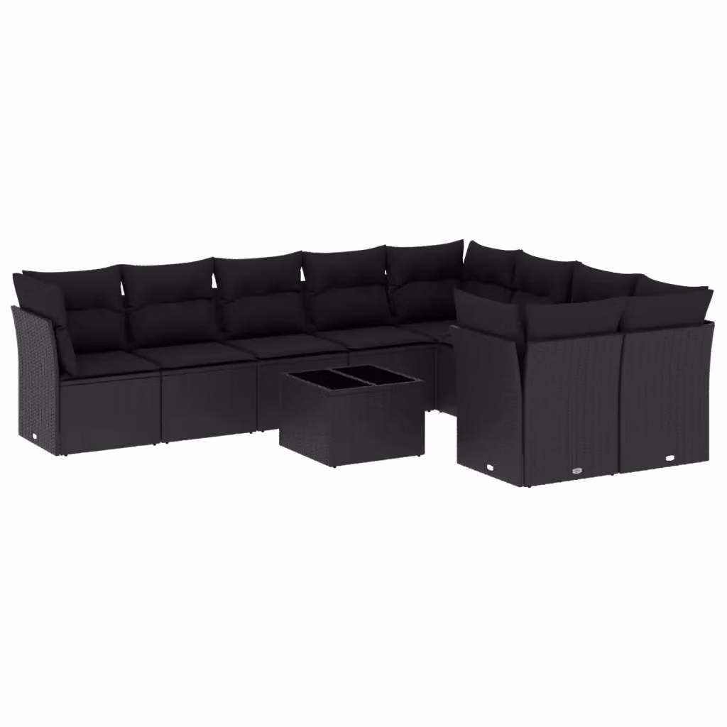 vidaXL Set Divani da Giardino Moderno con Tavolino e Cuscini Nero – 2