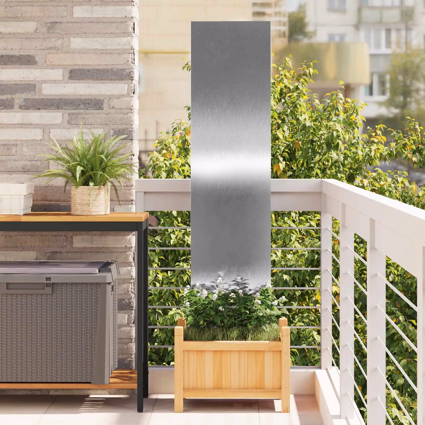 vidaXL Paravent per privacy in giardino in acciaio inossidabile Argento L: 140 cm, H: 140 cm