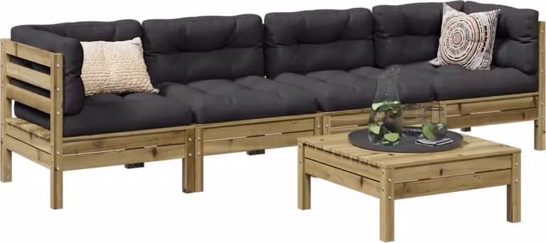 Maison Exclusive - Set da giardino composto da 5 pezzi con cuscini, in legno di pino trattato