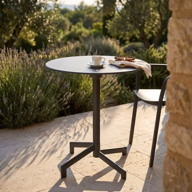 Milani Home - tavolo da giardino rotondo, Opera, diametro 60 cm, in acciaio, antracite