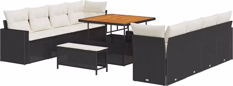 Set Divano da Giardino 11 pcs Nero polyrattan