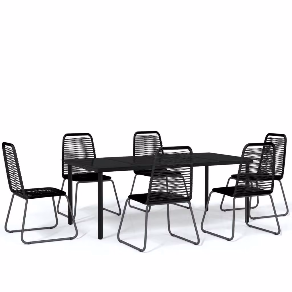 Set da Pranzo per Giardino 7 pz con Cuscini Nero