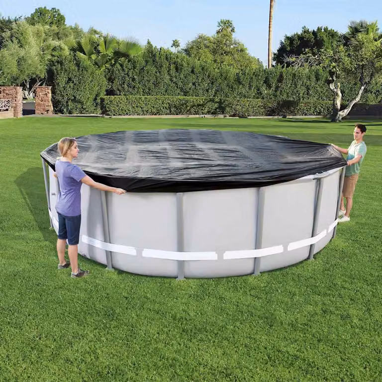 Copertura per piscina Bestway Flowclear rotonda in PVC antracite e nero diametro 488 cm