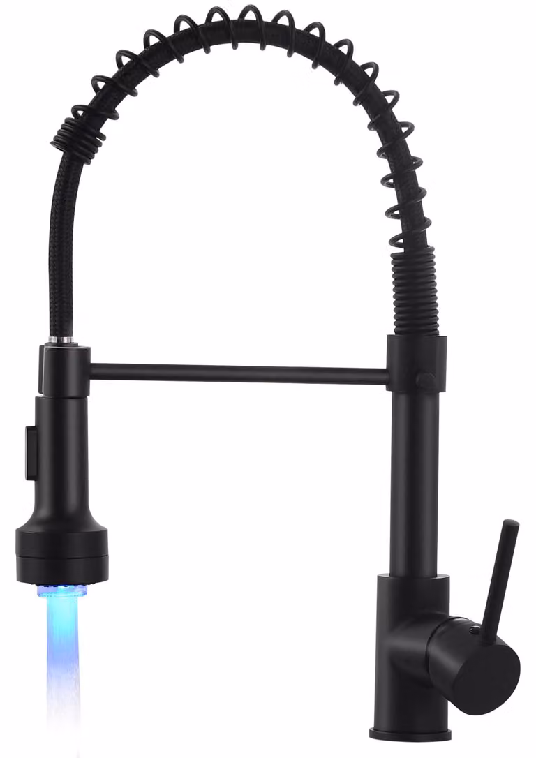 Rubinetto da cucina con miscelatore monocomando, con erogatore estraibile a LED, girevole a 360°