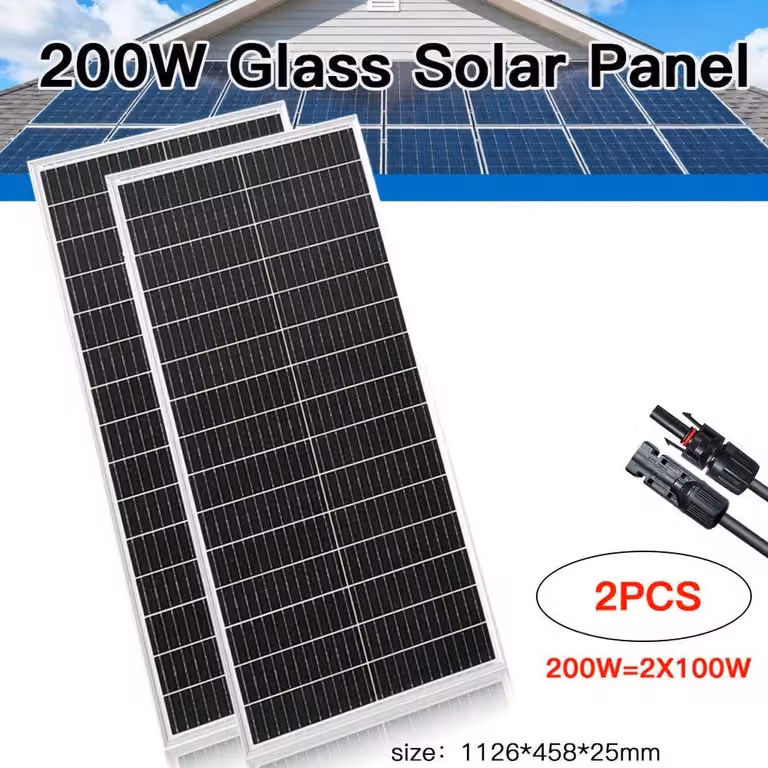 Kit pannello solare da 200W – Sistema solare monocristallino con telaio in alluminio impermeabile (grado di protezione IP67)