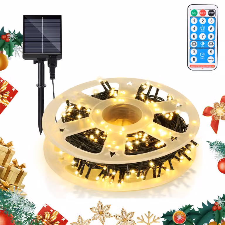 Izrielar LED luci solari fata 50M 500LEDs con 8 modalità per la festa giardino interno e decorazione di Natale illuminazione decorazione, bianco caldo