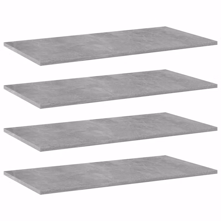 Set di 4 ripiani per libreria vidaXL in legno multistrato, colore grigio cemento, L 80 cm x P 40 cm x H 1,5 cm