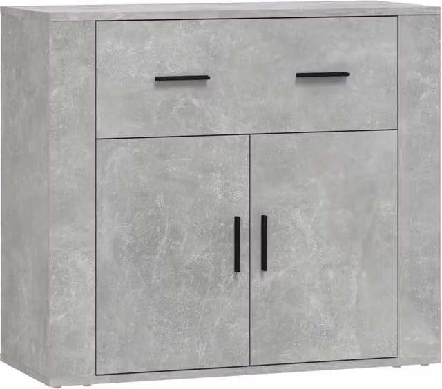 Credenza moderna in legno e MDF Grigio Cemento, sospesa, L: 80 cm, P: 33 cm, H: 70 cm