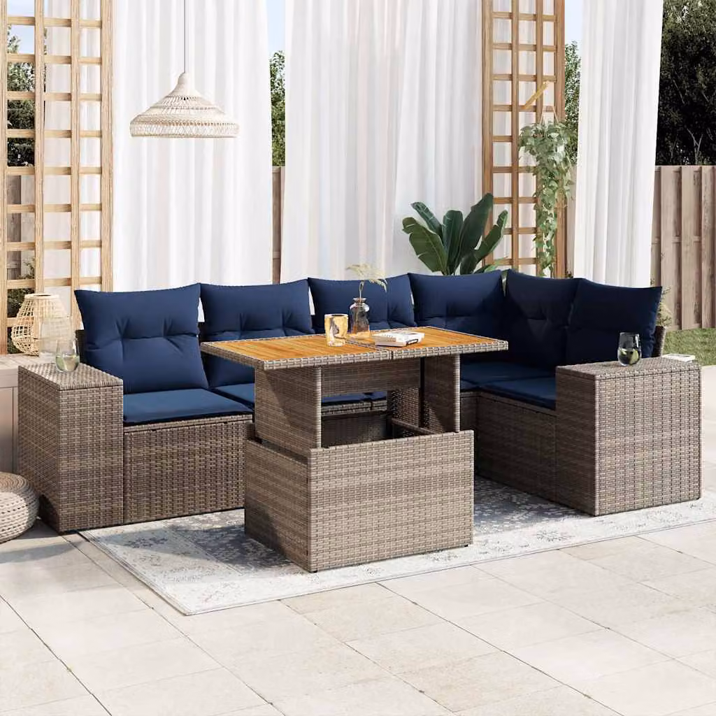 Maison Exclusive - Set Divano da Giardino 6 pz con Cuscini Grigio in Polyrattan