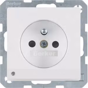 Presa Berker 6765106089 con polo di protezione e luce di orientamento a LED, bianco polar, completa di Berke