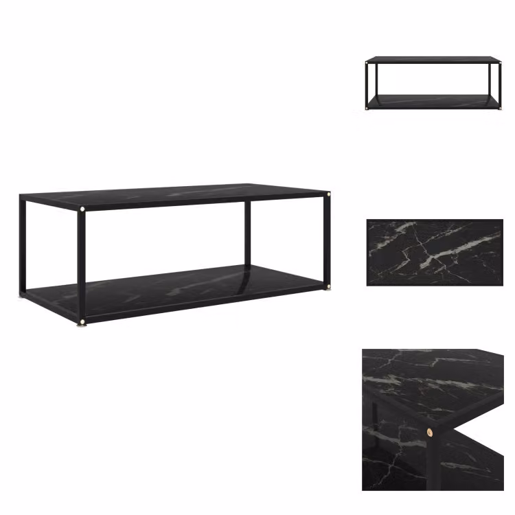 vidaXL Tavolino nero 100x50x35 cm in vetro temperato - Tavolini da caffè