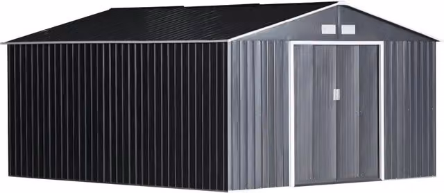 Casetta Box da Giardino in Lamiera 3,4x3,86x2 m Grigia