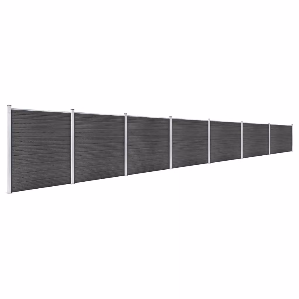 Set di elementi di recinzione WPC 1218x186 cm nero