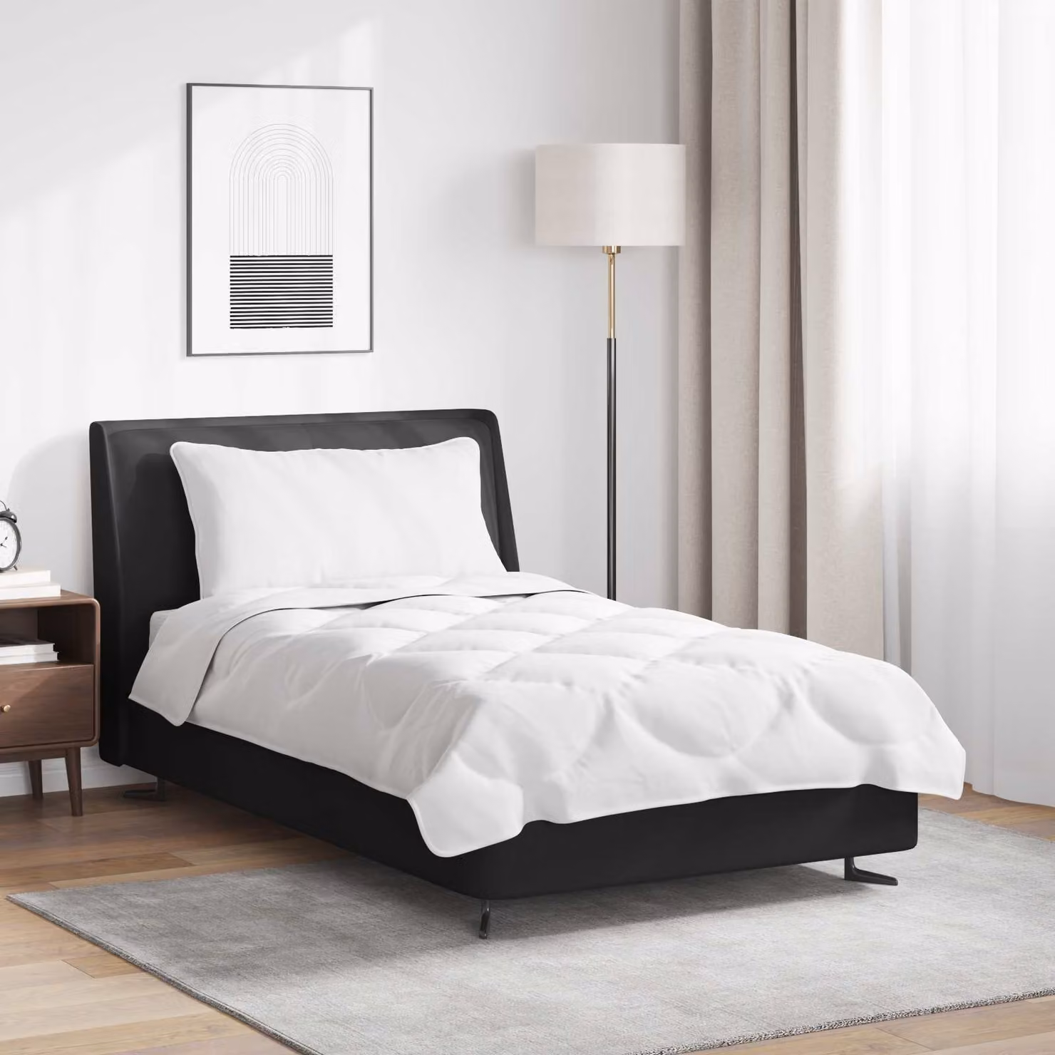 Set di copripiumone e federe vidaXL in microfibra bianca, 2 pezzi, L: 155 cm x P: 220 cm