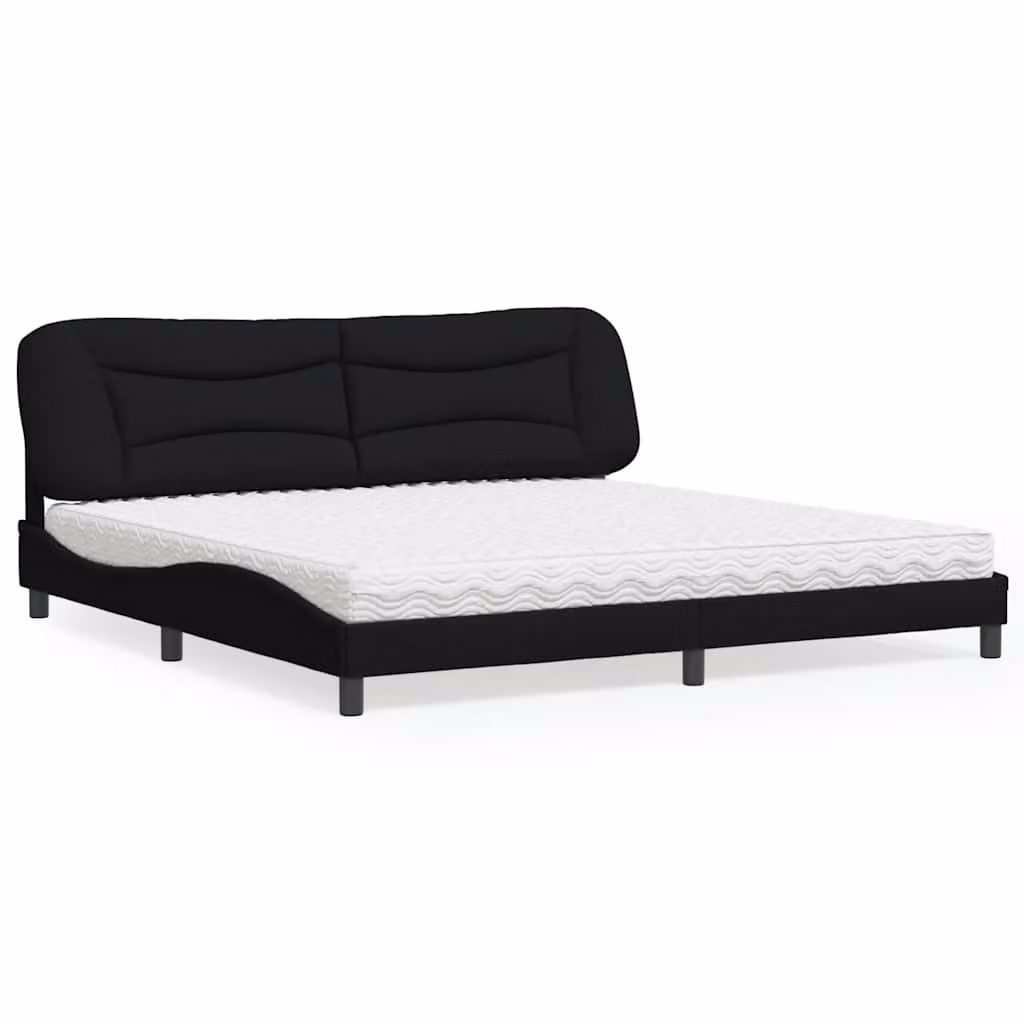 Letto con Materasso Hvar vidaXL Nero in Tessuto L/P/H: 200 x 200 x 74,5 cm – 1