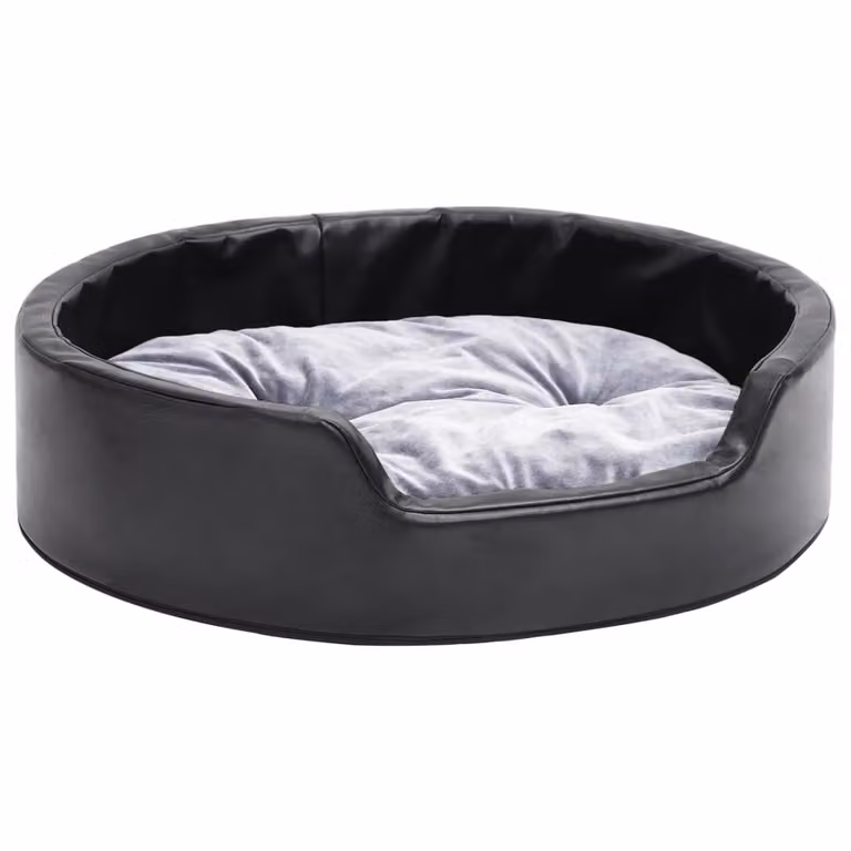 Lettino per Cani Nero e Grigio 69x59x19 cm Peluche e Pelle finta