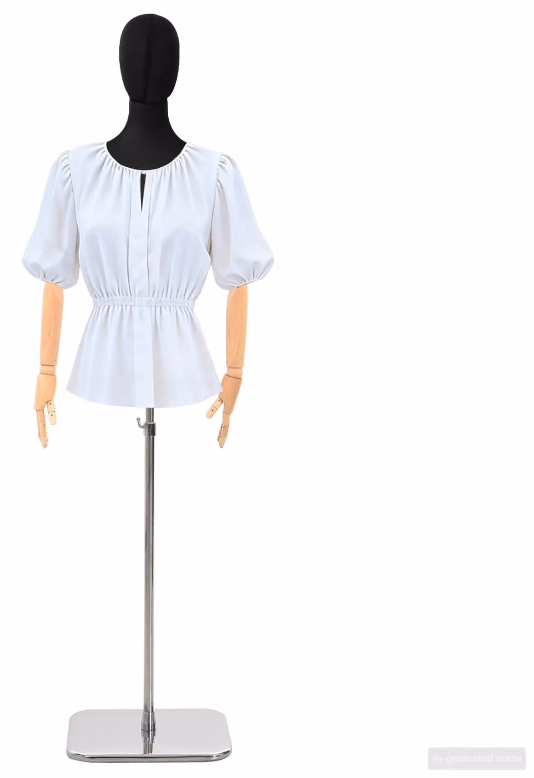 Manichino regolabile, altezza 165-213 cm, con piedistallo, modello femminile, materiale PP, colore nero