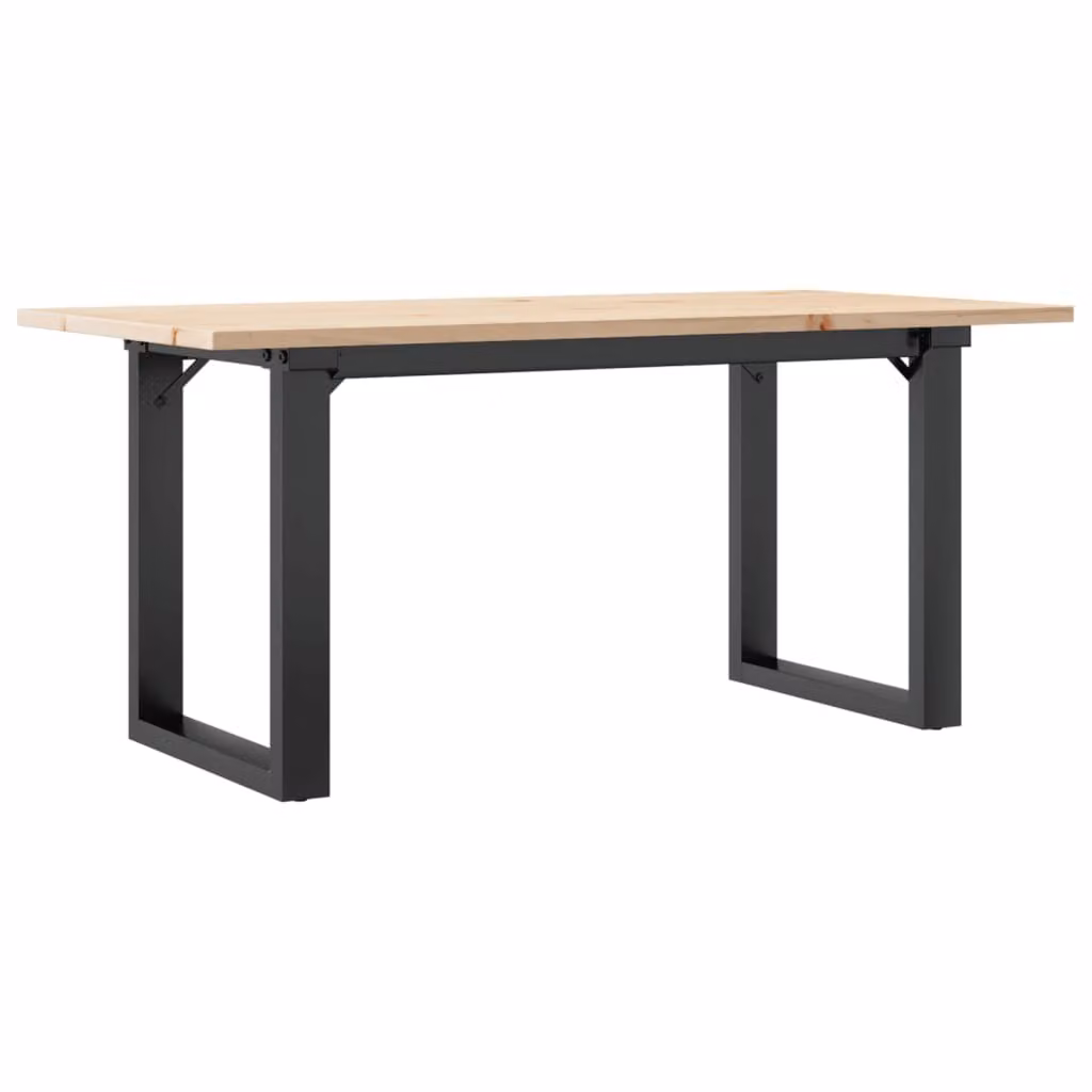 Tavolino da Salotto Telaio a O 90x40x45cm Legno Pino e Acciaio
