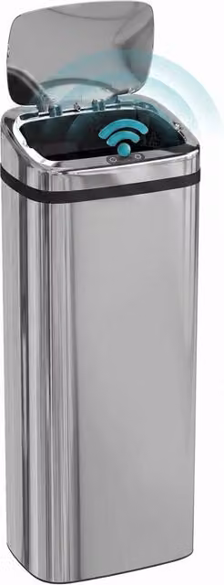 Cestino Intelligente Zephmum da 50L con Sensore Infrarosso e Apertura Automatica in Acciaio Inossidabile Argento L/P/H: 33 x 25 x 84 cm