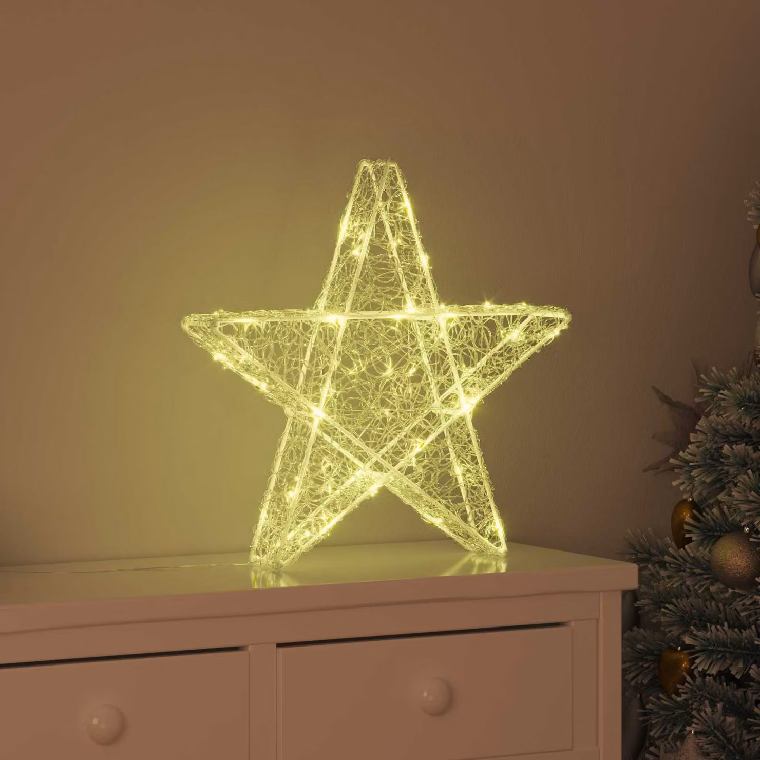 vidaXL Stella 3D decorativa con 50 LED bianco caldo, L: 55 cm, P: 53.5 cm, H: 10 cm