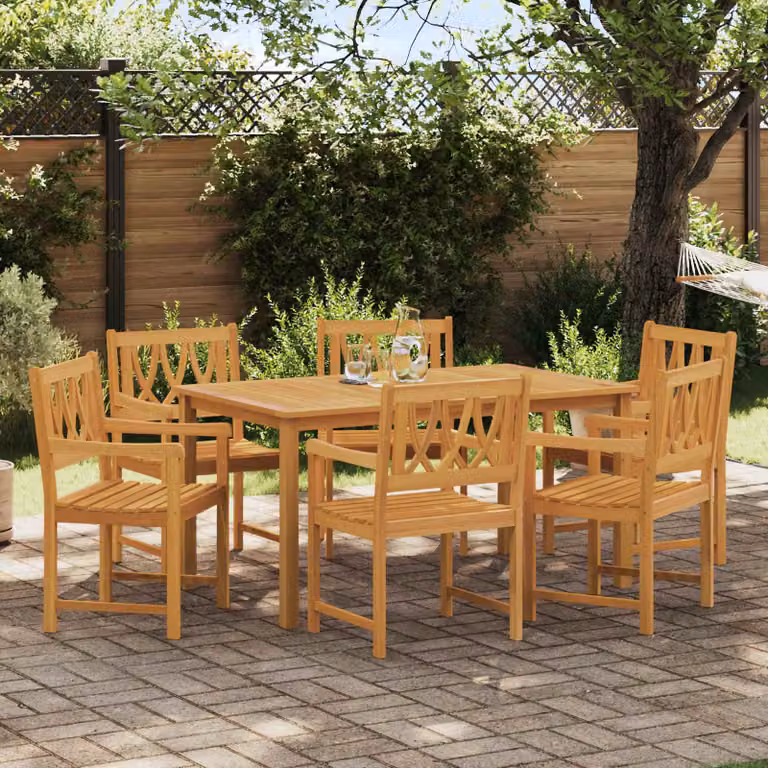 Set di 6 sedie da giardino vidaXL in legno di acacia massello naturale color marrone stile rustico