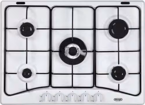 DE LONGHI YBF57ASV PIANO COTTURA DA INCASSO 70CM 5 FUOCHI A GAS COLORE BIANCO