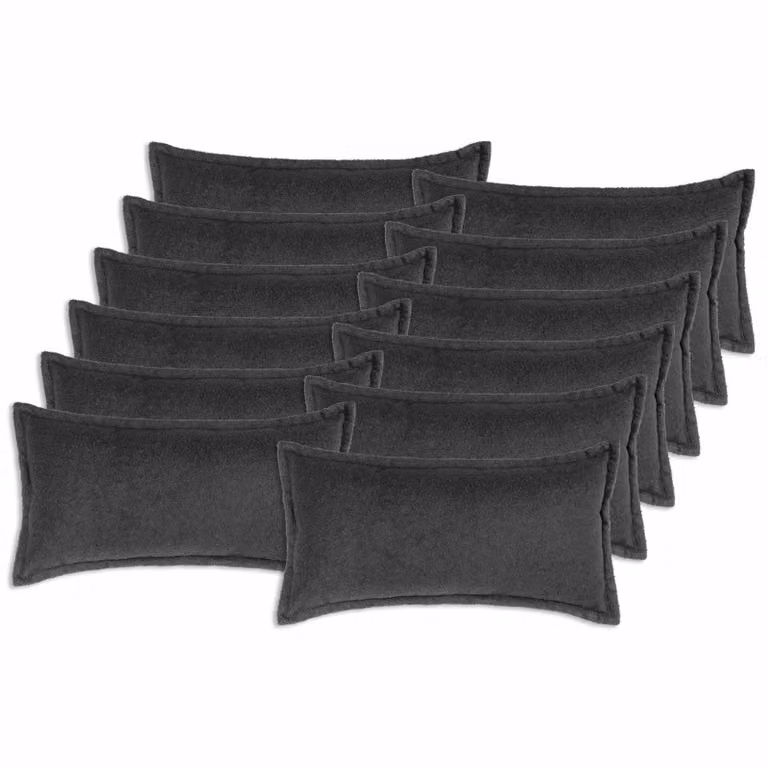 Set di 12 federe vidaXL HOUTEN in tessuto bouclé grigio scuro, L 80 cm x P 40 cm
