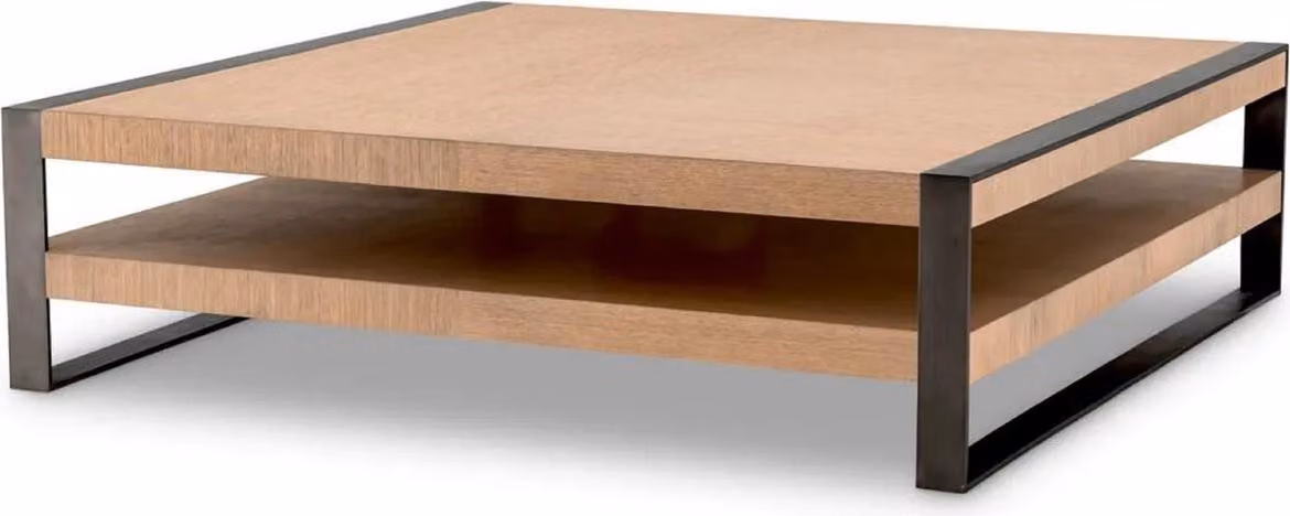 Tavolino Casa Padrino colori naturali / bronzo 150 x 150 x h. 42,5 cm - Tavolo quadrato da salotto - Mobili da salotto - Mobili in legno massello - Mobili - Arredi