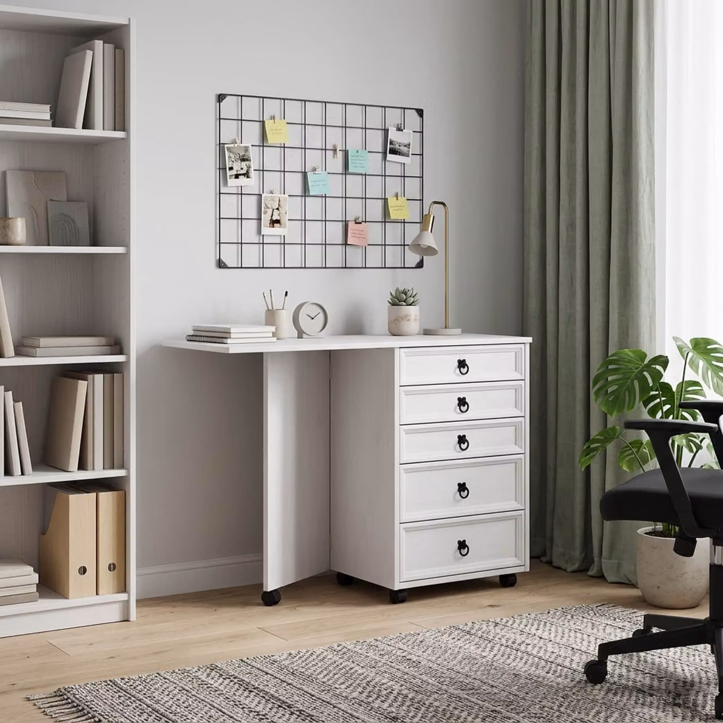 vidaXL Mobiletto con cassetti e piano pieghevole CORONA Bianco