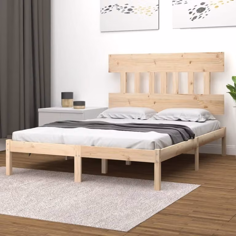 The Living Store Letto in legno massiccio 140x200 cm