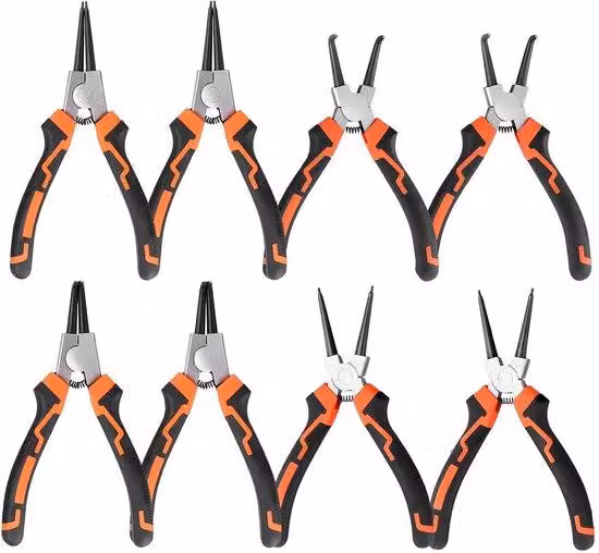 Set di anelli di supporto coassiali, 8 pezzi, da 7 pollici, Acciaio al carbonio, con punte dritte/curve