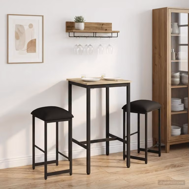 Set di 2 sgabelli da bar moderni vidaXL in nero con seduta in similpelle e struttura in metallo L/P/H: 40 x 32 x 64 cm