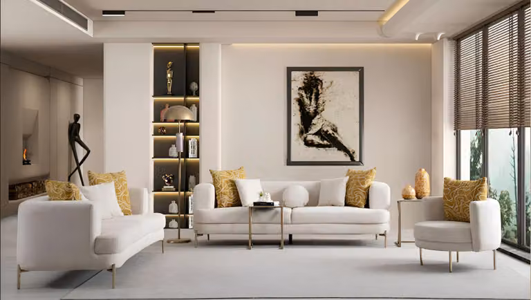 Elegante Weiße Couchgarnitur Stilvolle Polstersofas Designer Sessel