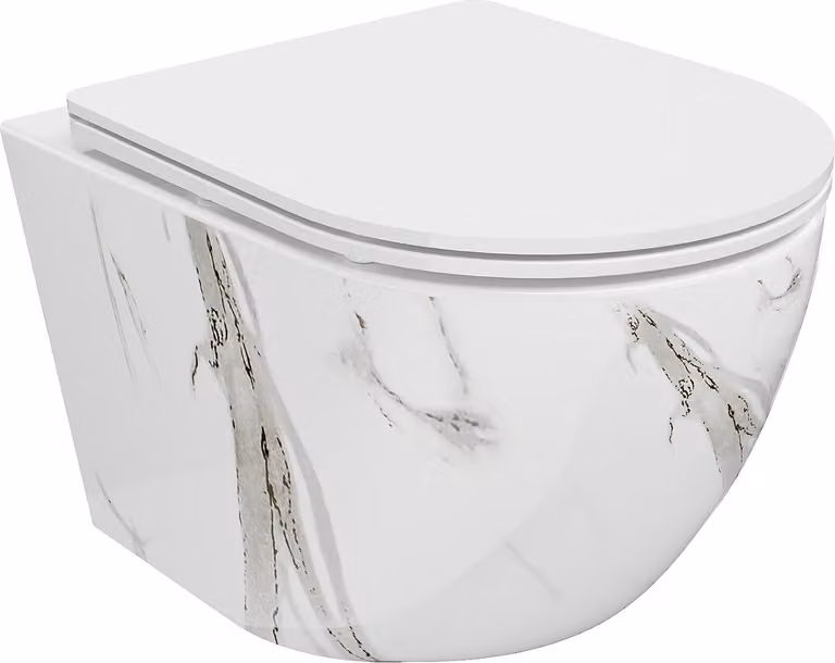Mexen Lena wc rimless con sedile a chiusura rallentata slim, duroplast, pietra bianca - 30224094