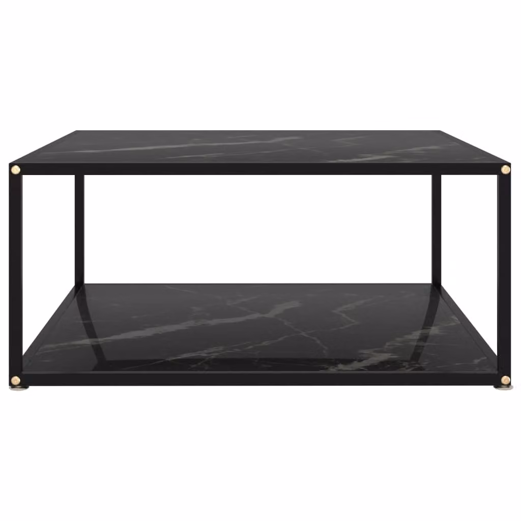 Tavolino da Salotto Nero 80x80x35 cm in Vetro Temperato