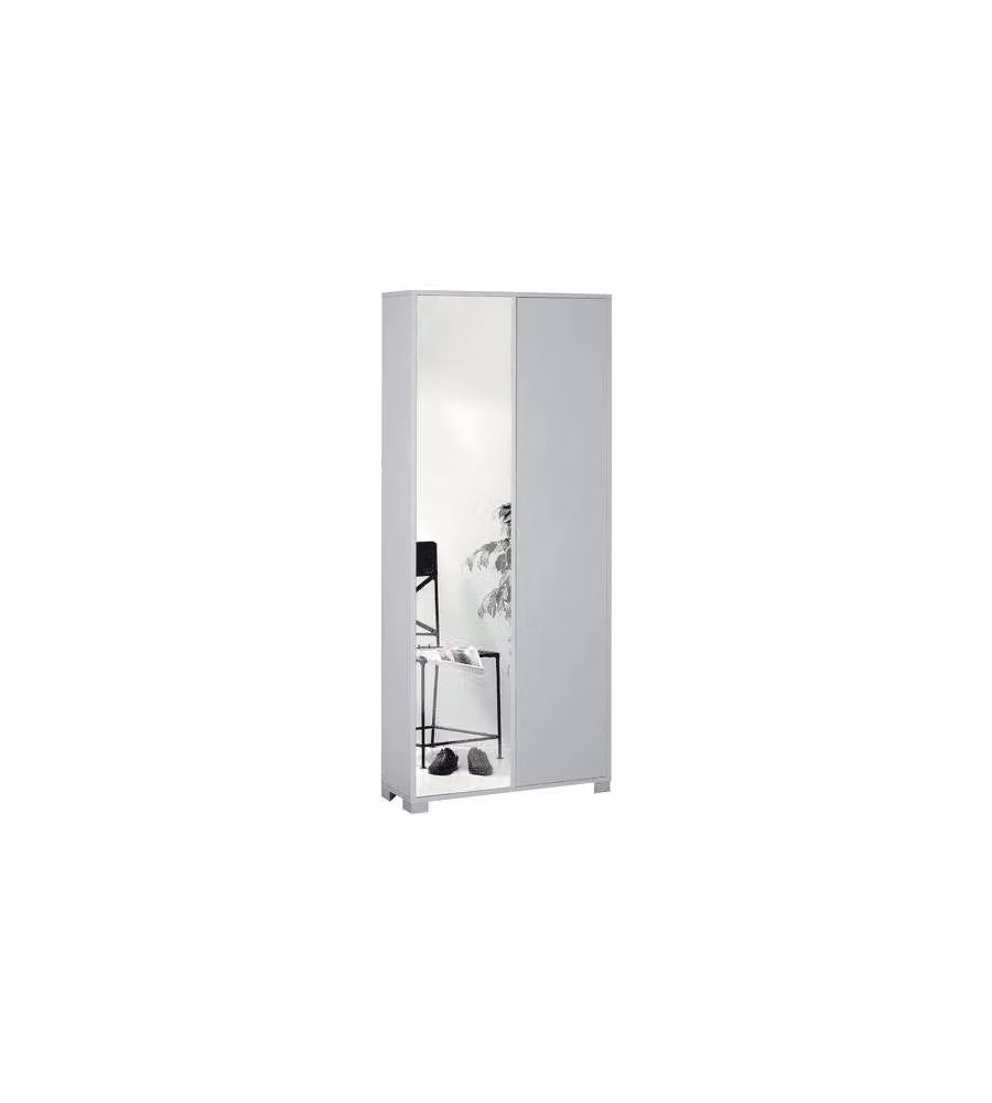 Sarmog Armadio 2 ante bianco fiammato con specchio 83x29x190 cm