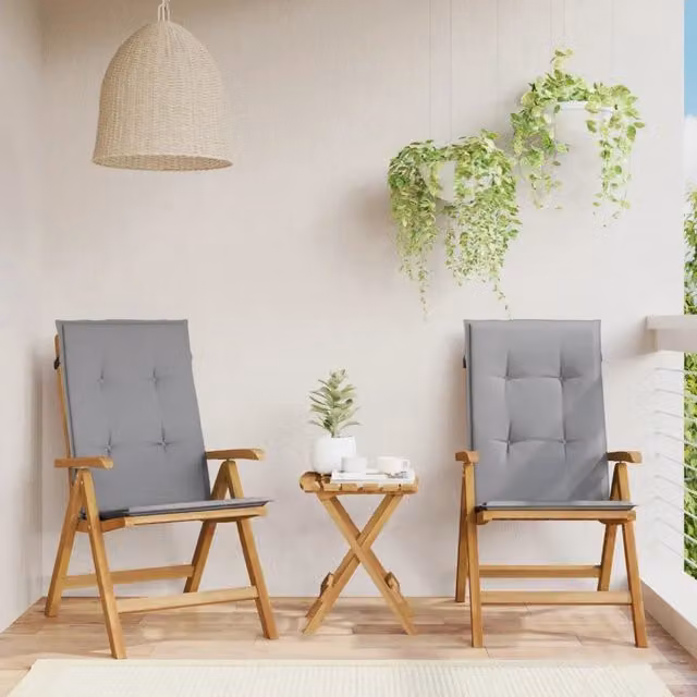 Sedie Reclinabili Pieghevoli con Cuscini 2 pz in Legno di Teak 3196434