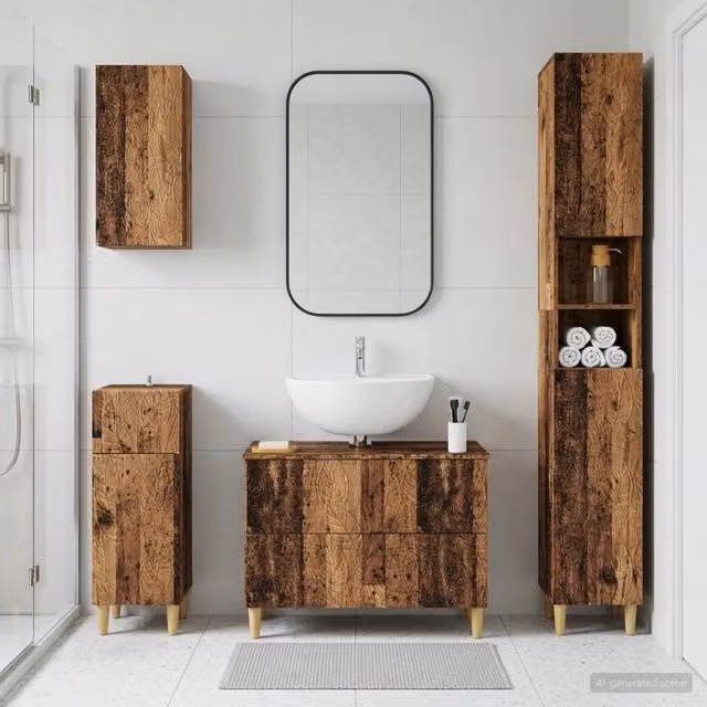 Set di Mobili da Bagno da 4 Pezzi DELFT Legno antico 3417952