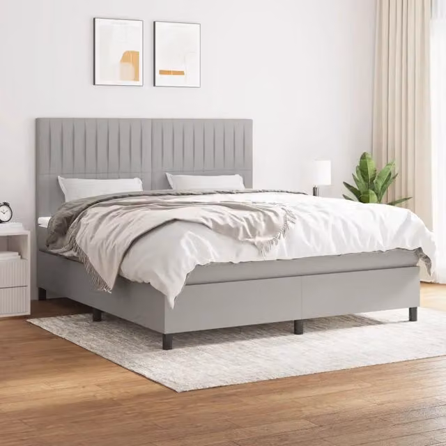 Letto Ibrido con Giroletto a Molle e Materasso vidaXL Grigio Chiaro e Bianco L/P/H: 160 x 200 x 128 cm – 1