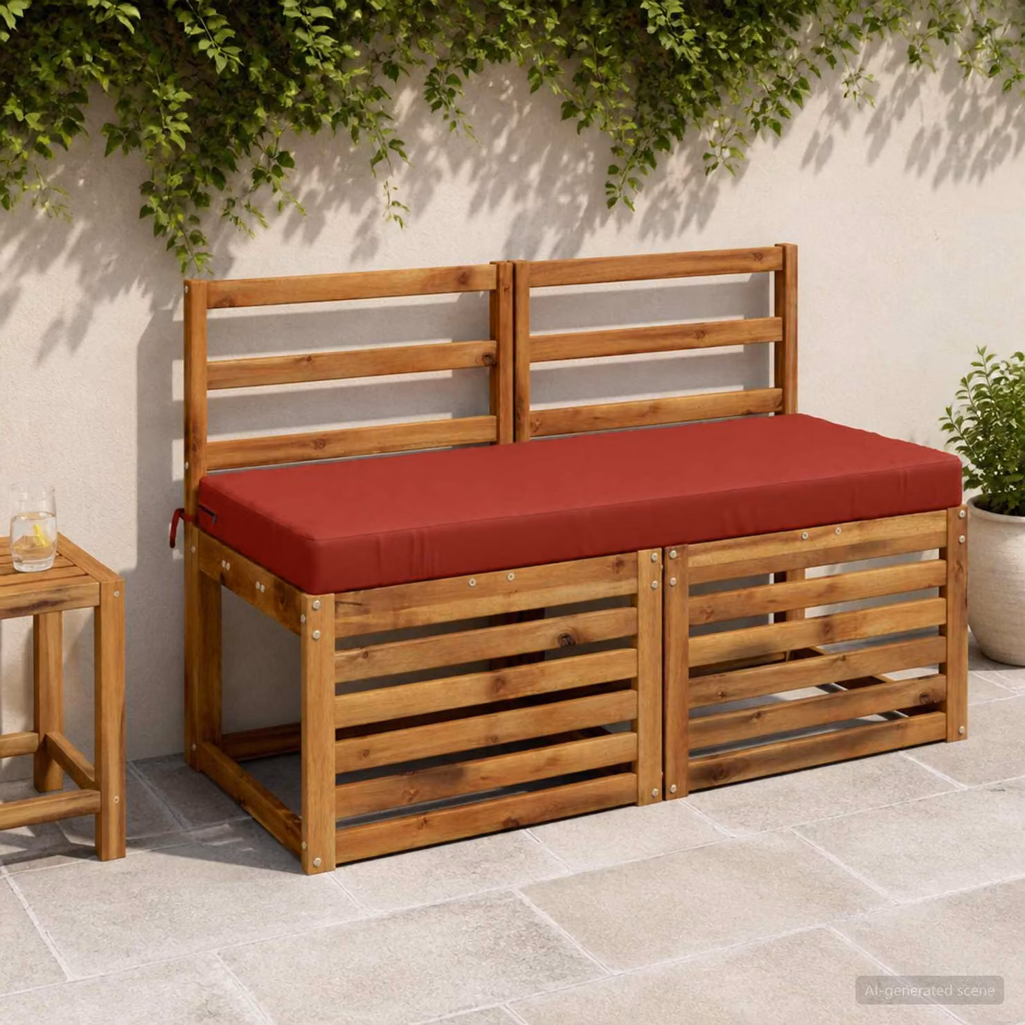 Set di 2 cuscini per panchina vidaXL SOEST in poliestere rosso con fodera rimovibile e resistente ai raggi UV