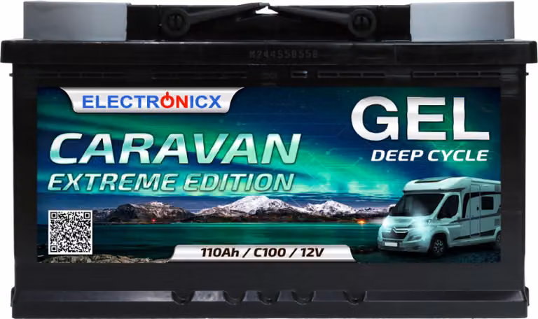 Electronicx Caravan Extreme Edition GEL Batteria 110Ah 12V ▶ per Camper Caravan Barca - senza manutenzione a scarica profonda