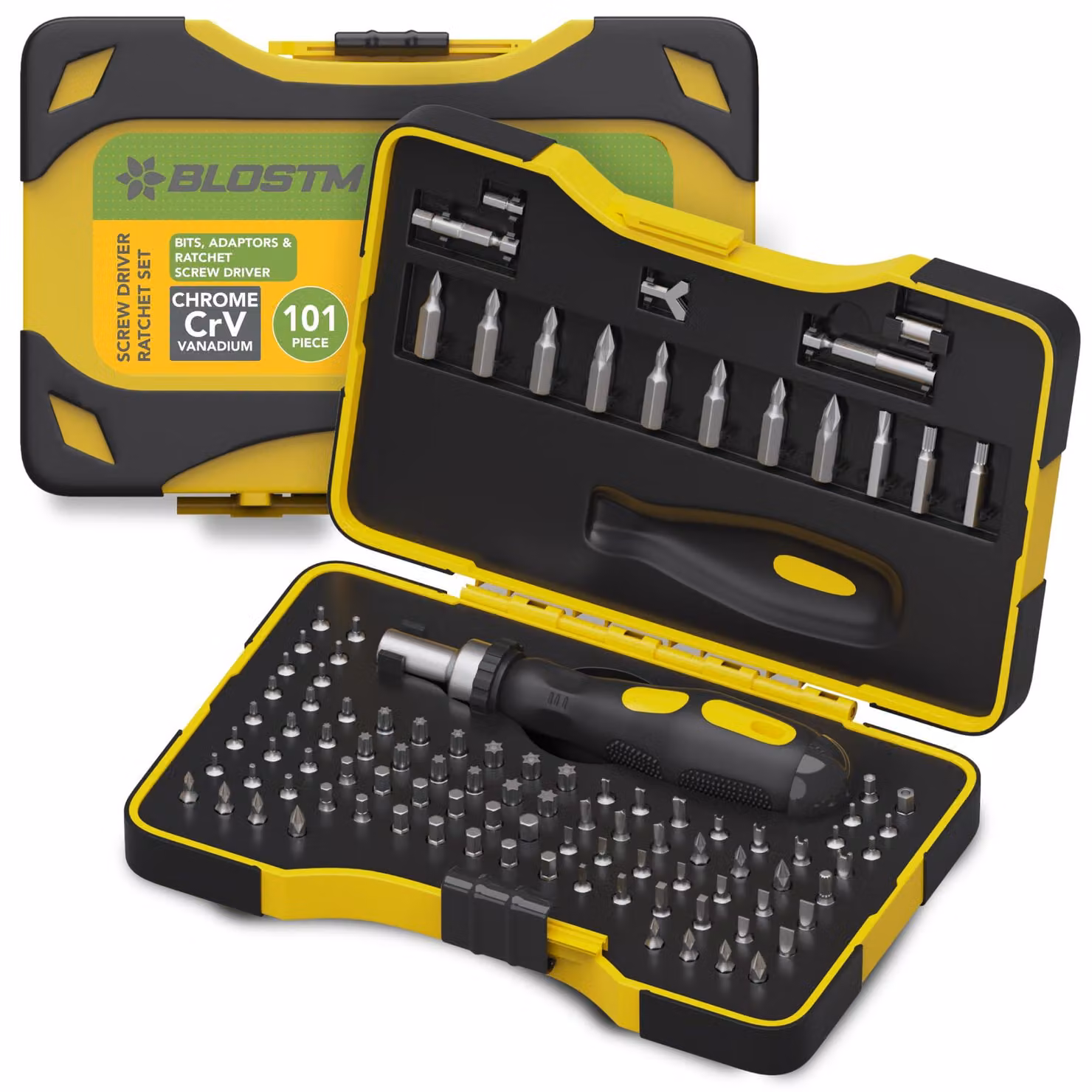 Omgoods - Set di 101 pezzi con cacciaviti a cricchetto magnetici e inserti di sicurezza