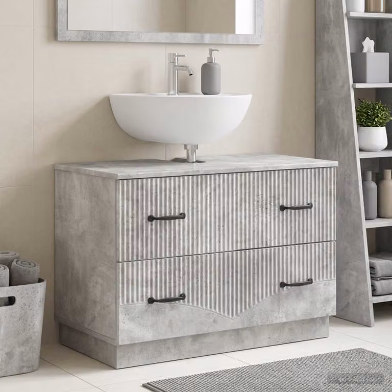 Armadio per lavabo da bagno vidaXL HOORN moderno, sospeso, Grigio e Nero, L: 82,0 cm, P: 41,0 cm, H: 56,0 cm