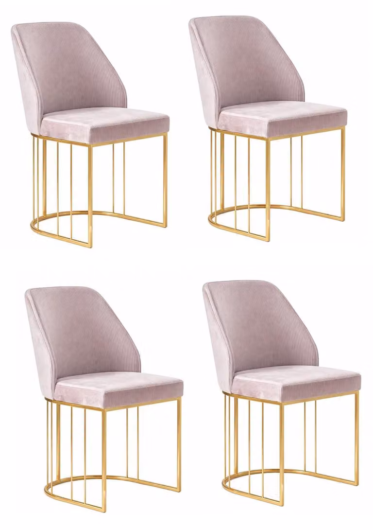 Set di 4 sedie, colore rosa, stile moderno, confortevoli, eleganti, lussuose