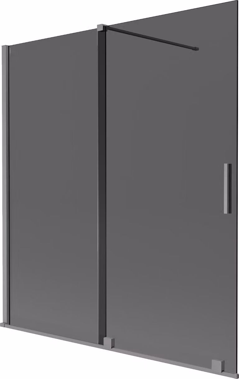 Mexen Velar paravento per vasca da bagno a 2 ante scorrevoli 150 x 150 cm, grafite, gun metal - 896-150-000-41-95