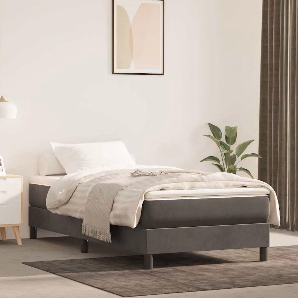 vidaXL Struttura Letto a Rete a Molle in Velluto Grigio, L 100 x P 200 cm