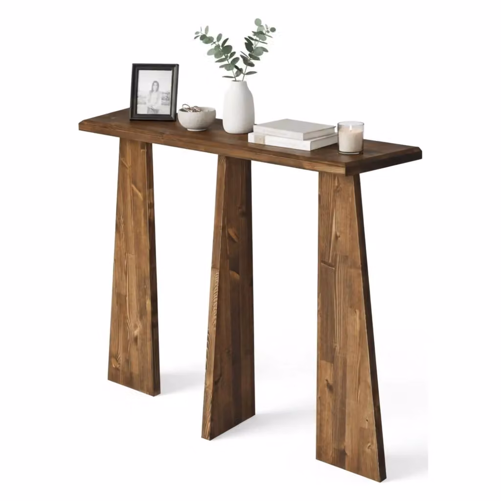 Consolle TomoeGozen DMORA, tavolo multiuso e scrivania da corridoio in legno color noce, L 100 x P 28 x H 83 cm – 2