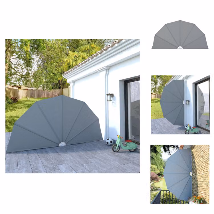 vidaXL Ventilatore laterale pieghevole grigio 200 cm - Ombrelloni e tende da sole