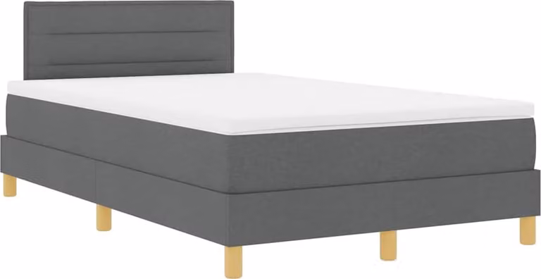 Letto boxspring a LED vidaXL con testiera, grigio scuro, 120 x 200 cm, tessuto