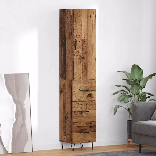 Credenza Buffet Moderna vidaXL in Legno e Metallo Marrone con Ante a Battente e Ripiani Interni L/P/H: 69,5 x 34 x 180 cm